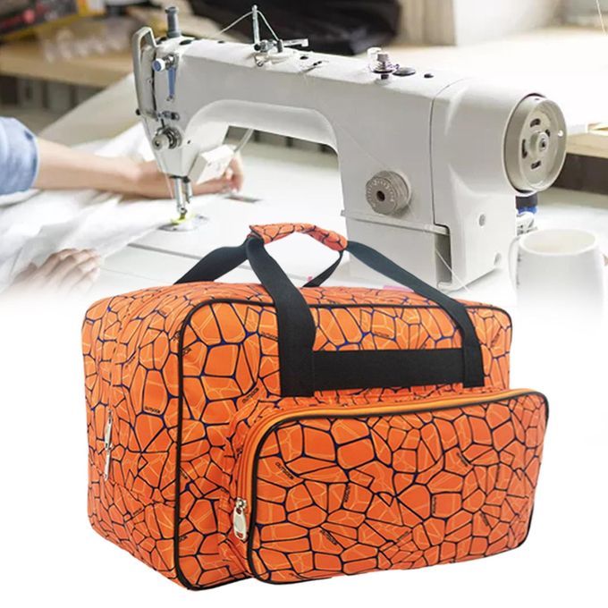 Durable Sewing Machine Carry Bag Tools Pouch Large Capacity Sew Orange
