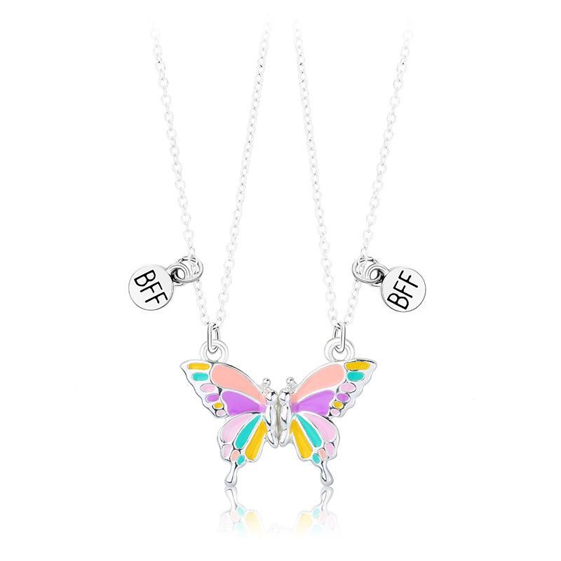 Butterfly Magnet Stone Good Friend Children's Necklace 2-piece Set