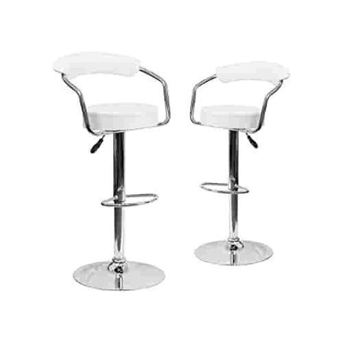 Adjustable 360&deg; Set Of 2 Bar Stool-White