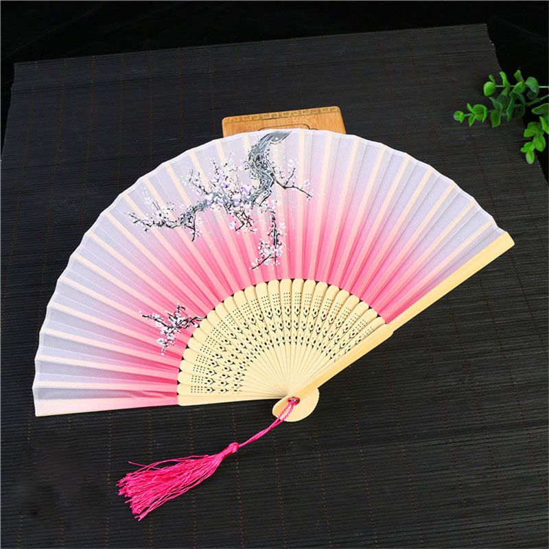Bamboo Wedding Favor For 1pc Flower Vintage Accessories Decoration Folding Chinese Home Silk Hand Fan Gifts Girls 100% Fan Women