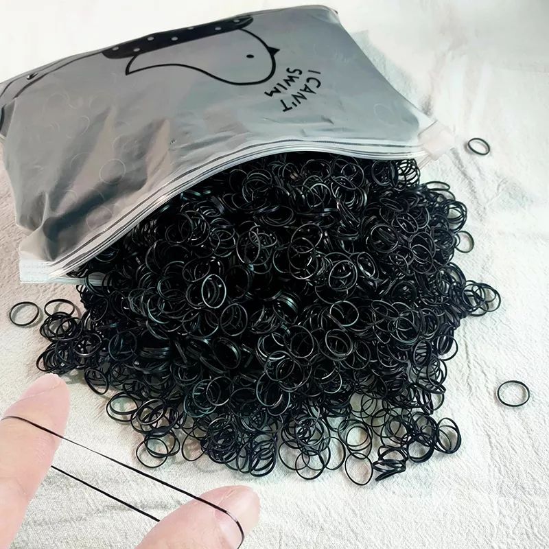 Over 1000 Pcs Black Hair Rope Children's Mini Rubber Band