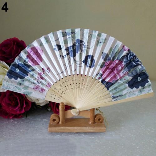 Chinese Wedding Hand Antique Bamboo Fans Floral Folding Fan Festival Classical Dance Party Flowers Decor