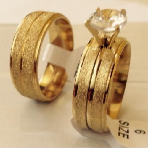 18 Karat Gold Plated Couple Ring Set