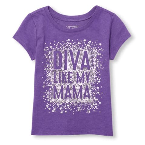 Girls' Short Sleeve Diva Like My Mama Top - Purple