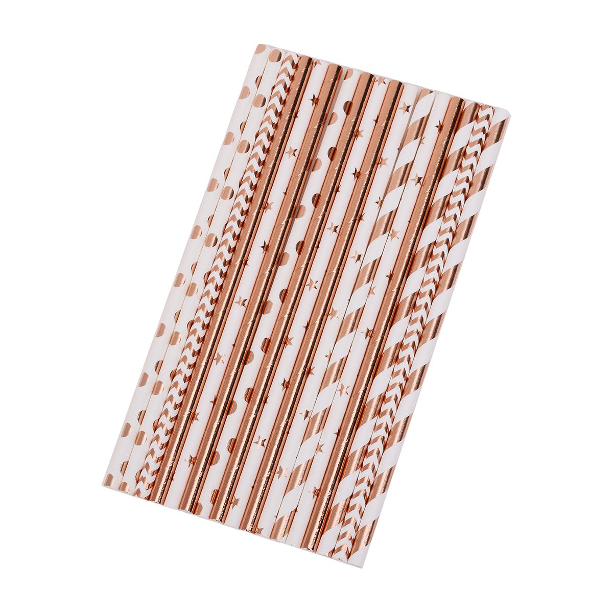 125PCS Degradable Drinking Straws Rose Gold Disposable