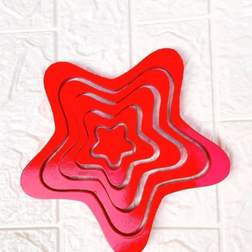3d Indoors Studio Decor Star Wall Stickers - 5 Pieces - Red