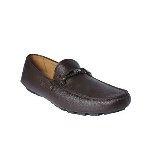 Brown Buffalo Skin Loafers With Accessories