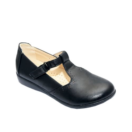 Covered Shoe With Strap - Black