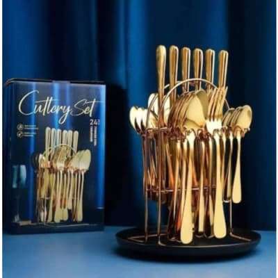 Cutlery Set - Gold - 24 Pcs