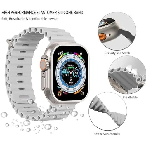 Watch Ultra 2 - Ultra Band - 49 - 45 - 44 - 42mm Adjustable Silicone - Grey