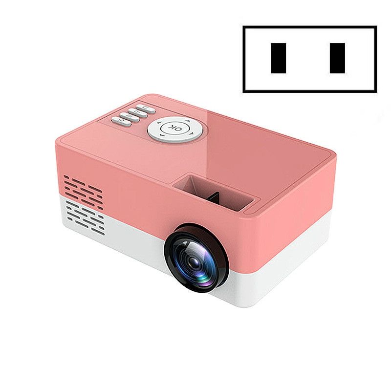 S261/J16 Mini HD 1080P Portable LED Projector, US Plug(Pink White)