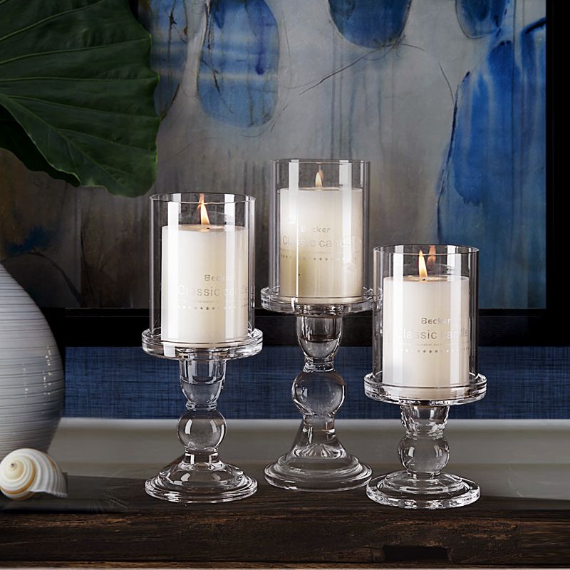 Clear Glass Candle Holder With Cover Pillar Taper Tealight
