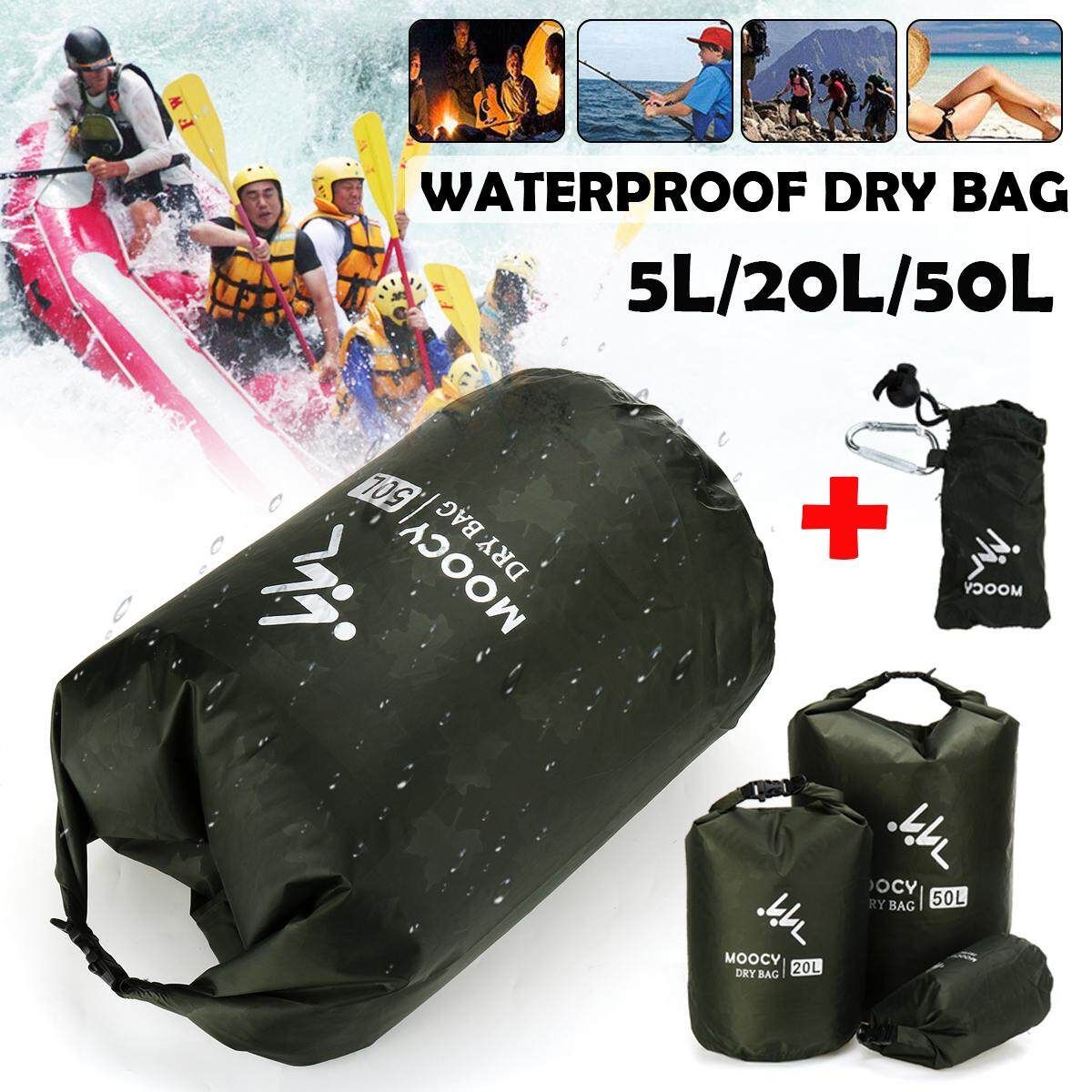 5/20/50L Waterproof Dry Bag Storage Dry Sack Hiking Camping Kayaking Canoe Sail Army Green