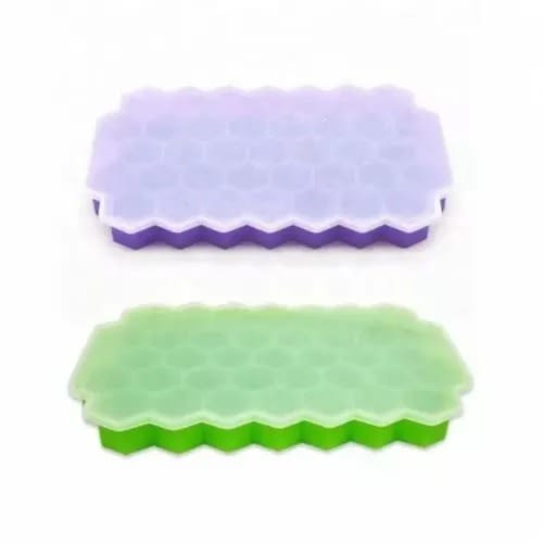Silicone Honeycomb Ice Cube Tray With Lid - 2 Pcs