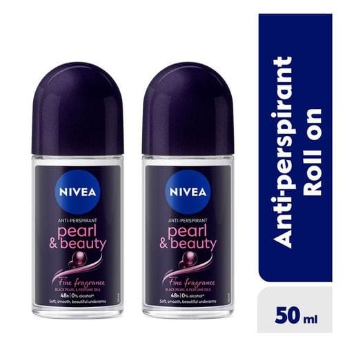 Nivea Pearl & Beauty Black Pearl Fine Fragrance Anti-perspirant Roll-on, 48h - 50ml X2