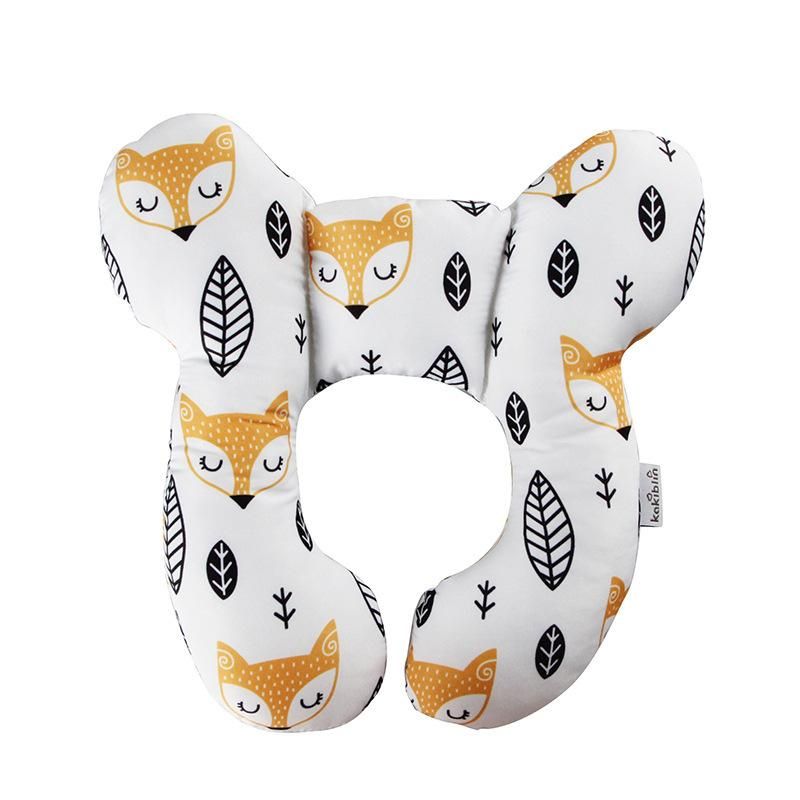 Baby head protection U-shaped pillow stroller fixed head pillow car seat sleep protection head and neck pillow wholesale Yellow fox Mark as shown