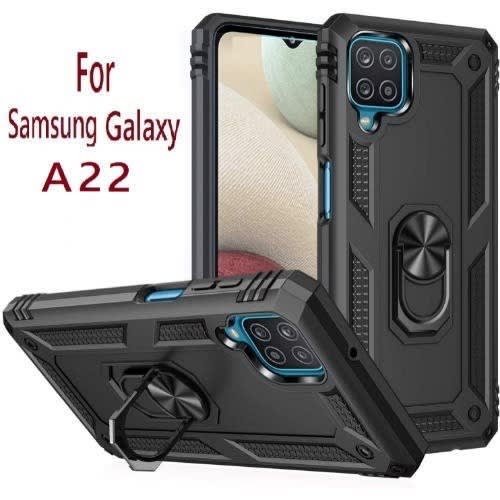 Armor Case Pouch With Magnetic Ring Holder For Samsung Galaxy A22 4g - Black