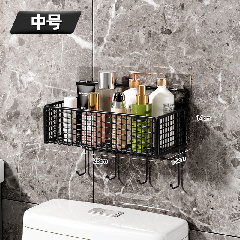 Iron Bathroom Shelf Wall Mount With Suction No Drilling
