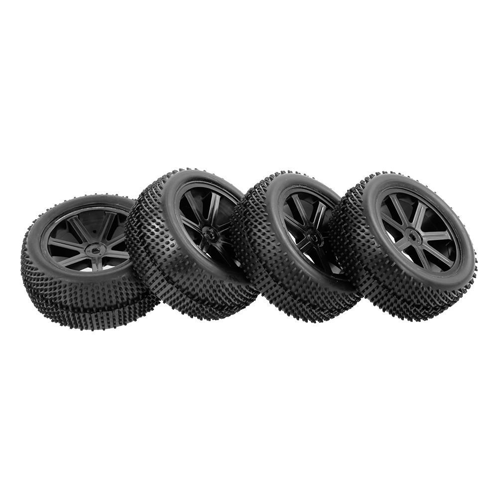 4pcs Front and Rear Tire with Wheel Rim for 1/10 HSP HPI Tamiya Carson Redcat ZD Racing Buggy Off-Road Car