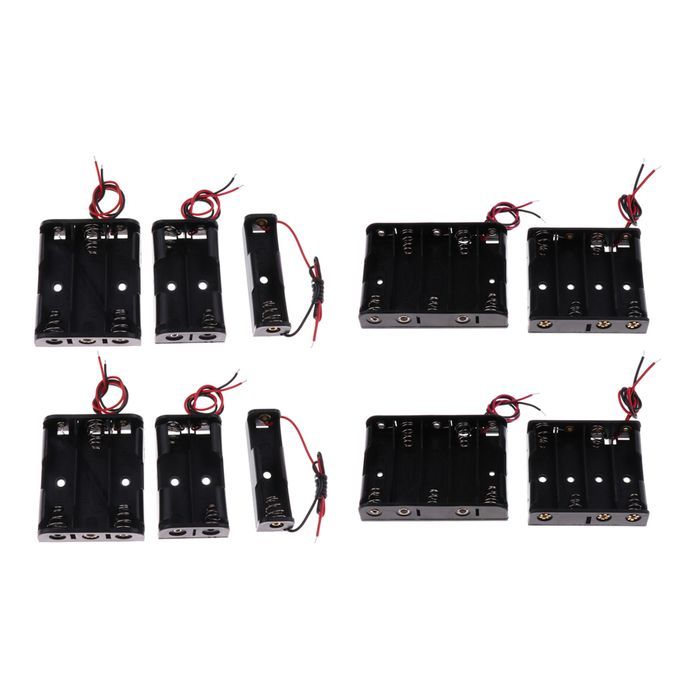 10Pack Battery Holder Case Box Black With Wire Leads Can Contain AA