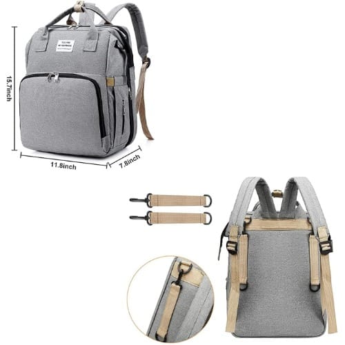 Multifunctional Foldable Baby Travel Diapers Bag With Bed Crib - Grey