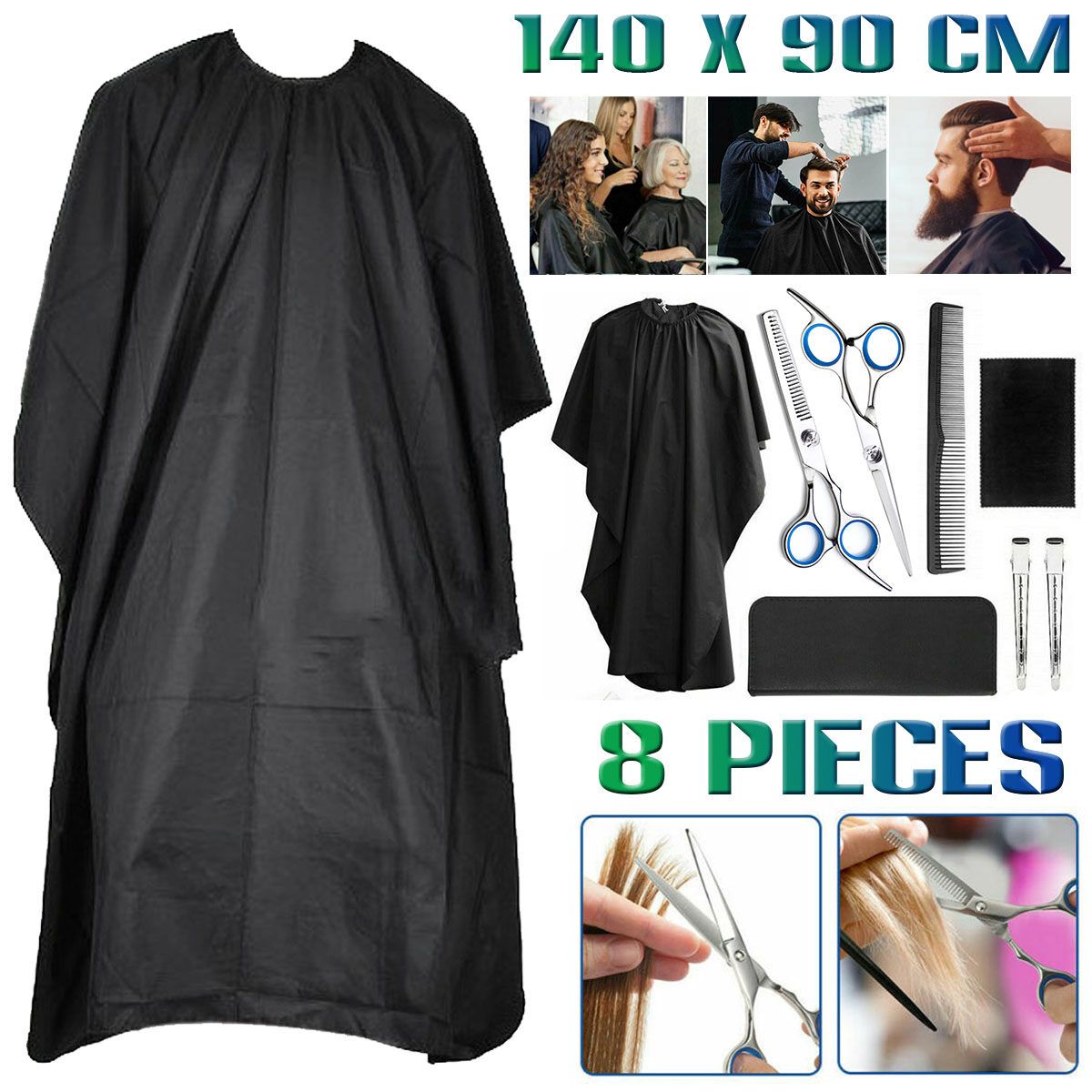 8pcs/set Hair Styling Hair Clipper Hair Tool Set Hairdressing Clips Comb Cape Hair Trimmer