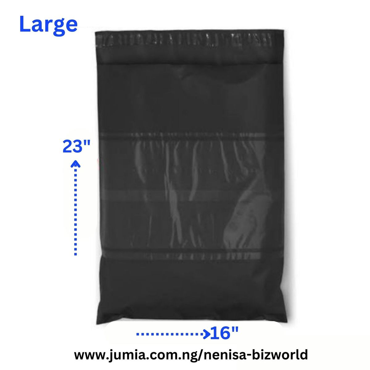 Black Courier Bags / Courier Nylons /Poly Mailer- Inv Pocket 50 Pcs Large- A2 -40x63cm-16/23 Inches