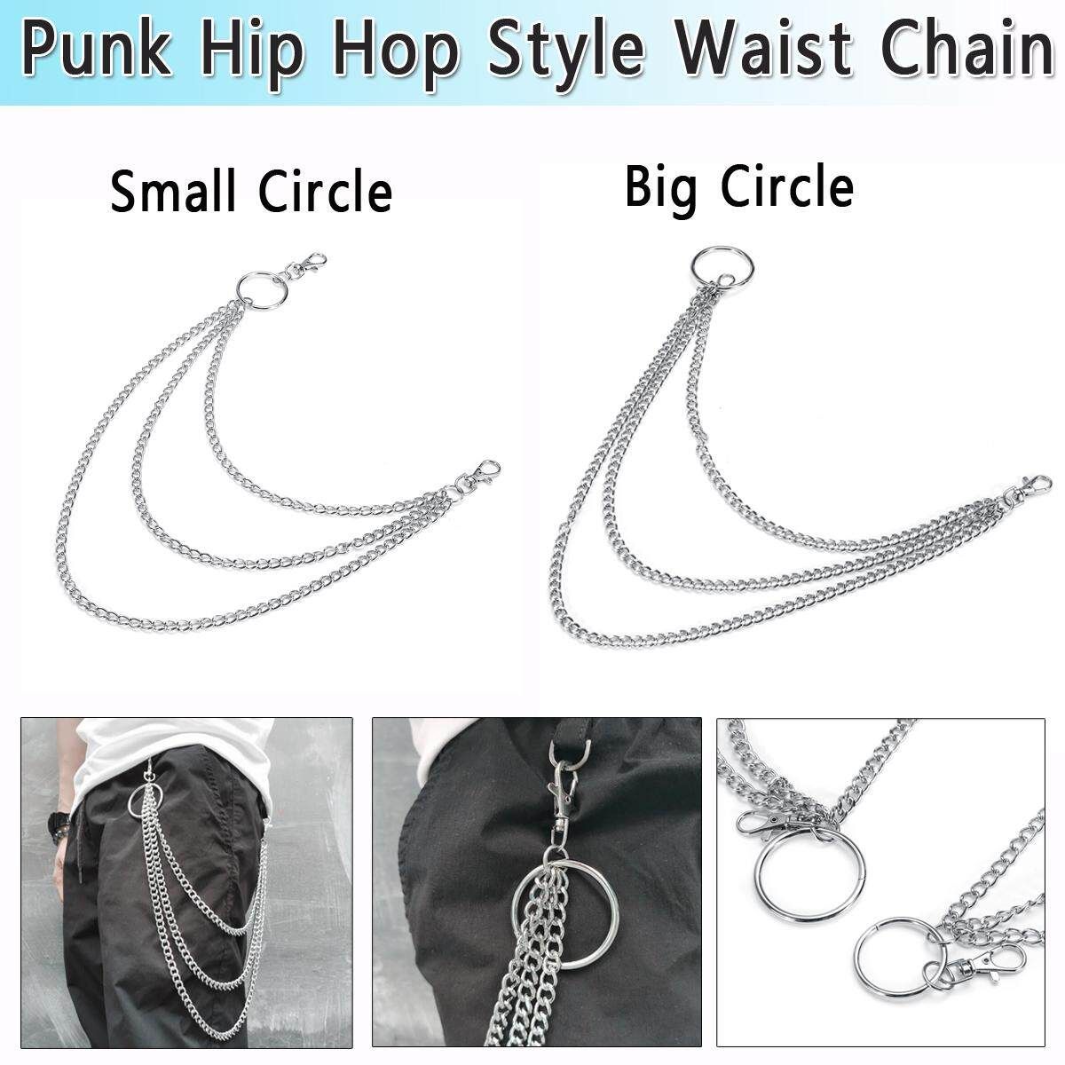 Men's Wallet Waist Belt Chain Pants Trousers-Jeans Hip Hop-Hanging Punk Style Silver