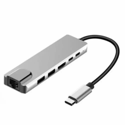 Type C To Hdmi 6 In One Adapter - HDMI /Lan / Usb*2 / Usb C *2