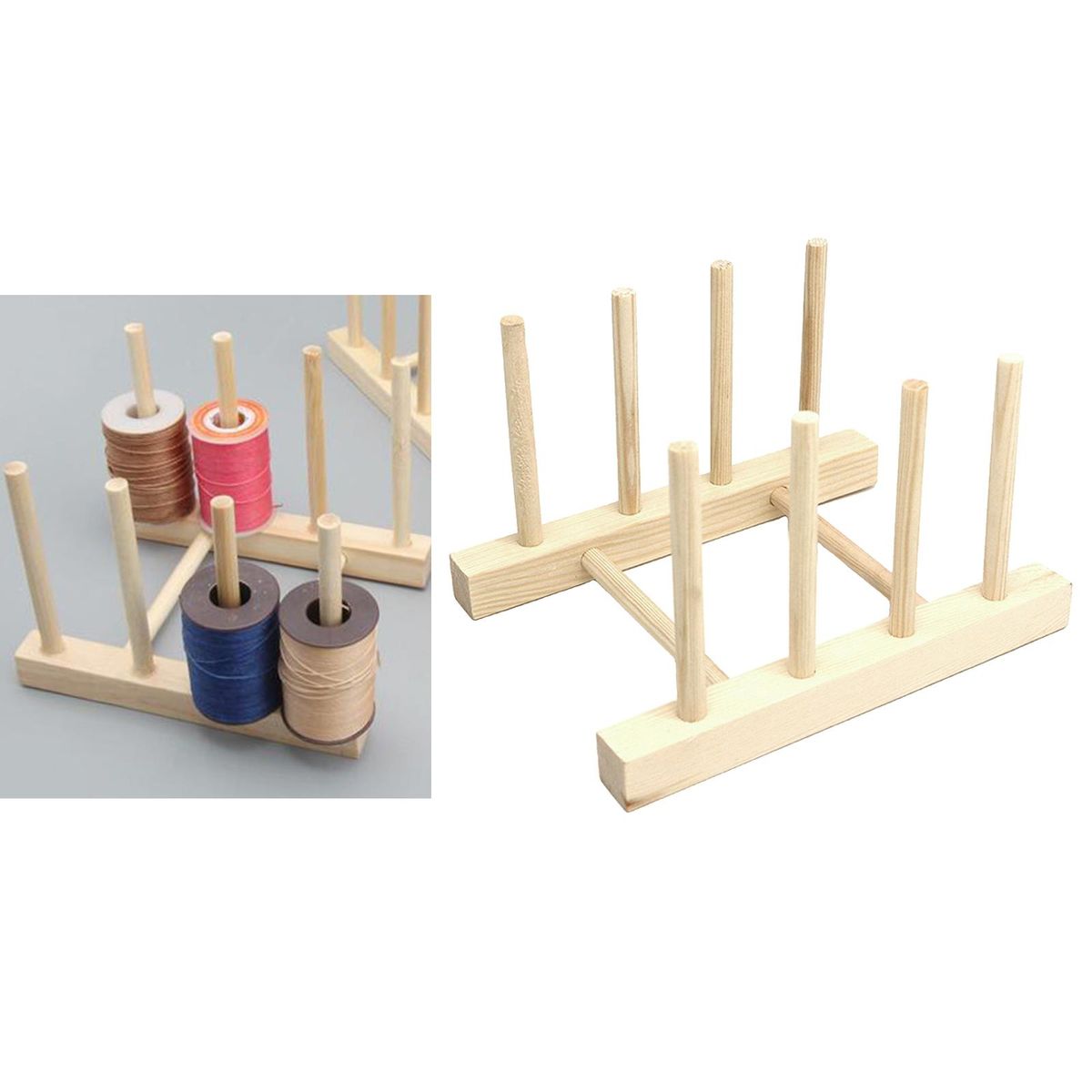 Ulti-Function Wood Thread Stand Rack Holds Organizer Spool