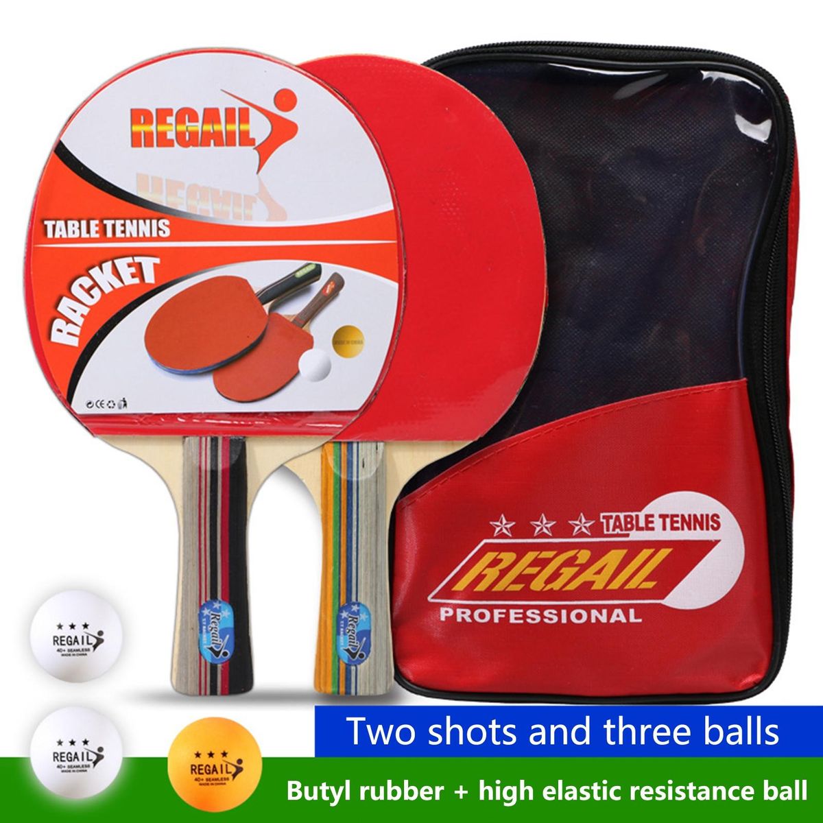 1 Set Ping Pong Rackets Premium Rackets And 3 Table Tennis Balls Red