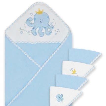 Baby Hooded Towel With 4 Washcloths | Blue