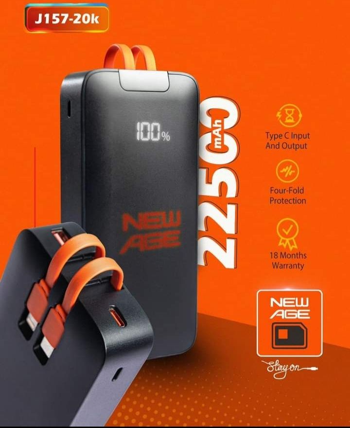 Power Bank 22500  Mah 22.5W IOS/ TypeC Inbuilt Cables