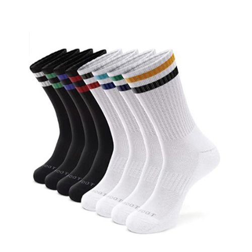 8 Pairs Athletic Cushioned Running Performance Crew Socks For Men & Women
