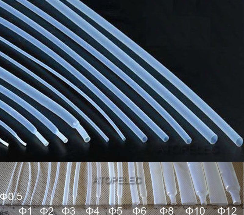 PTFE F4 1.7:1 High Temperature Heat Shrink Tubing 600V Translucent 0.5mm/1mm/2mm/3mm/4mm/5mm/6mm/8mm/10mm-15mm Diameter