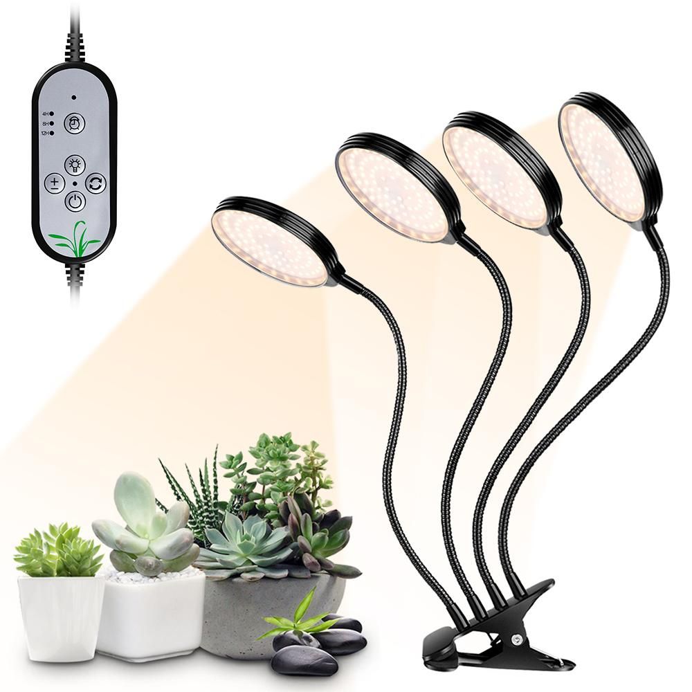 USB Plant Grow Light 312 LEDs Sunlight Full Spectrum Adjustable Desktop Clamp Growing Lamp for Indoor Plants 5 Dimmable Levels 4/8/12H Timer
