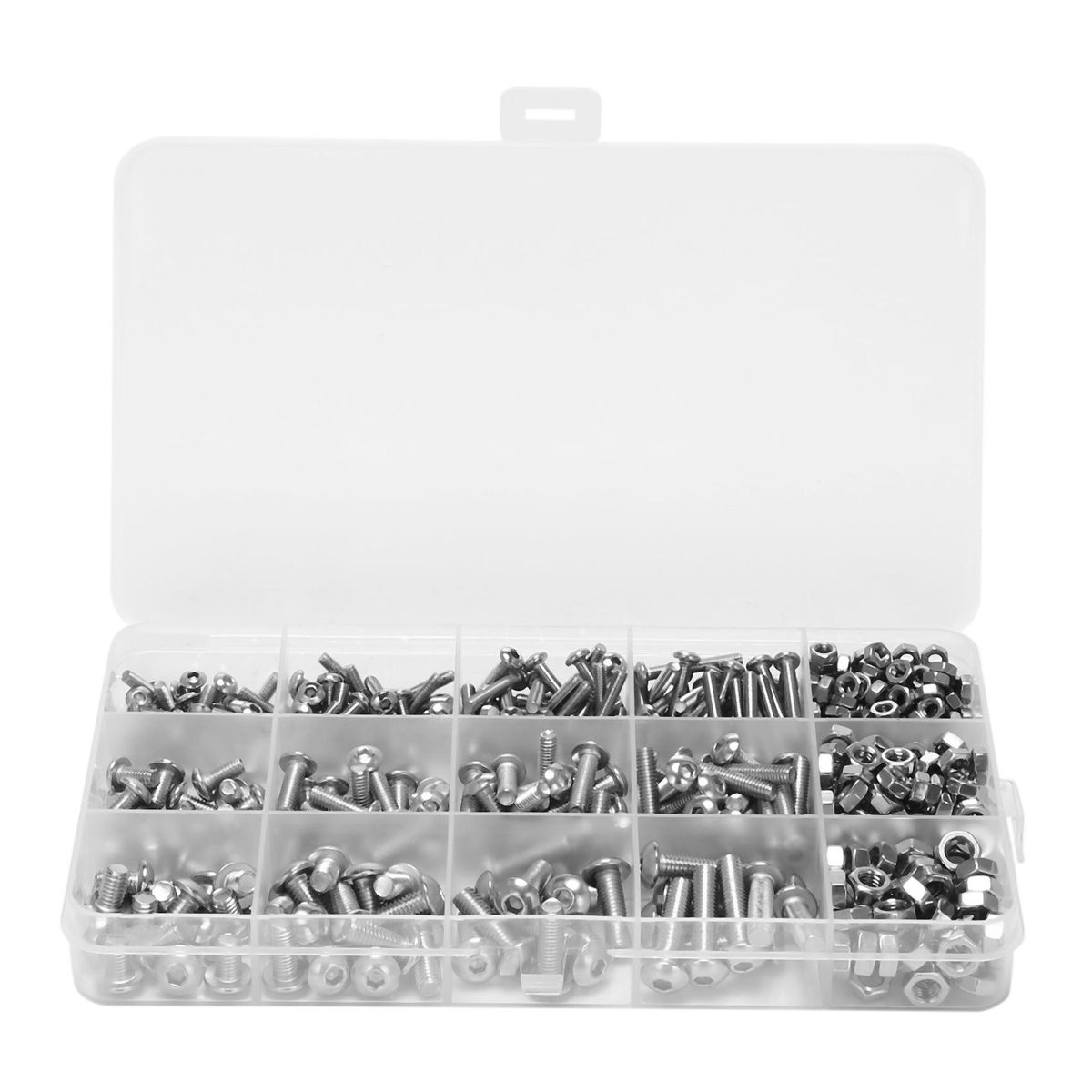 Screw and Nut KitMachine Screw and Nut Kit 500 Pcs Stainless Steel on Head Hex Socket Head Cap Screws with Nuts Assortment Kit Wrench