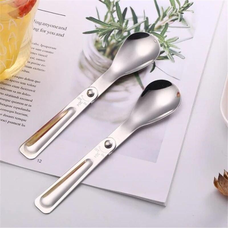 1Pc New Arrivals Portable Folding Stainless Steel Spoon Outdoor High Quality Camping Hiking Picnic Tableware