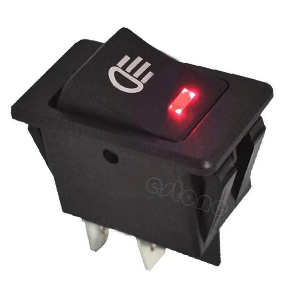 12V 35A Car Fog Light Rocker Switch 4Pins Red LED Dash Dashboard Sales