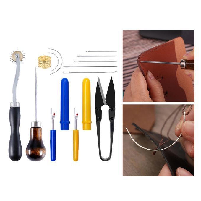 Leather Sewing Tools Kit Awl Seam Rippers Thimble  Leather