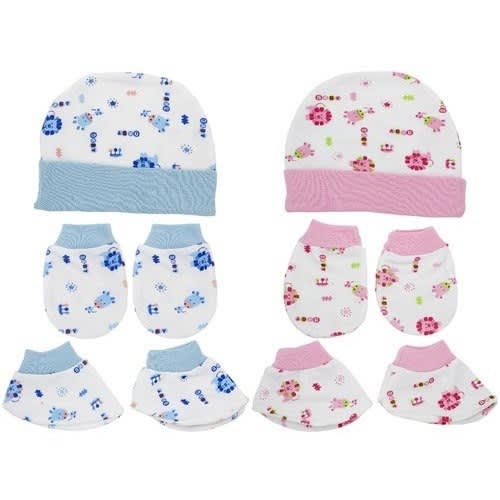 Cotton Newborn Baby Hats Socks Mittens Set