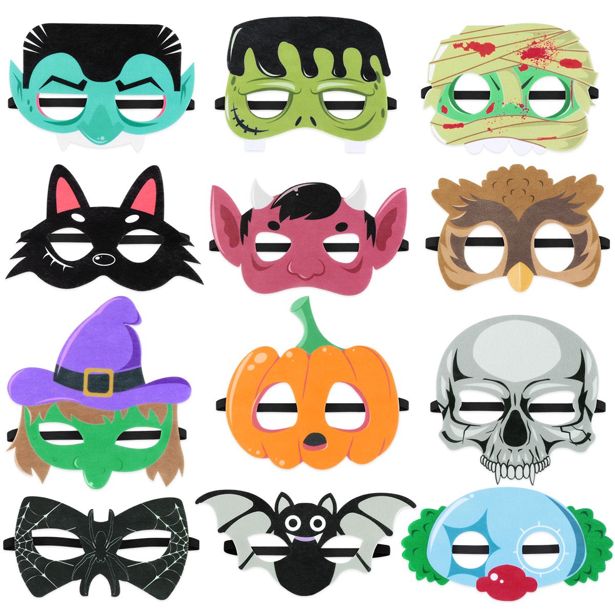 Toyvian 12PCS Cosplay Masks Funny Performance Props For Halloween Kids Party
