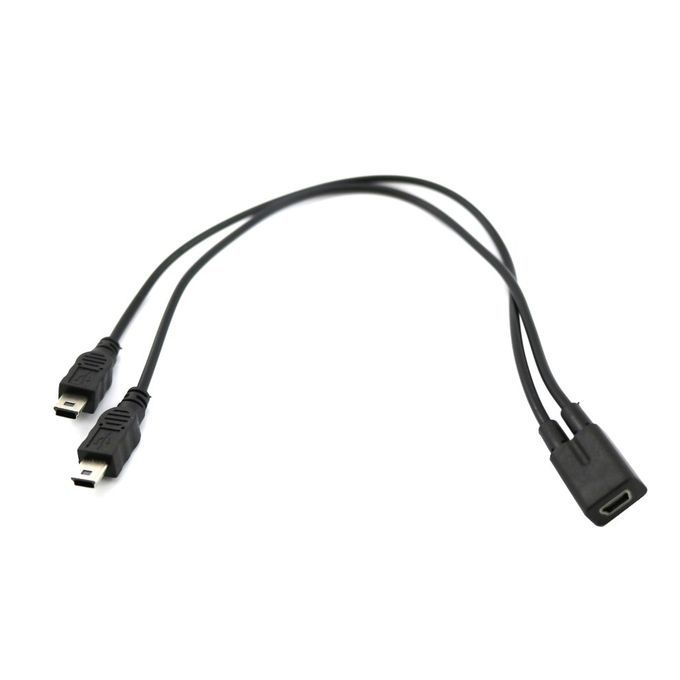 1 To 2 Y Splitter  Able USB 2.0 Mini 5-Pin Female To Double 2 Male  Onverter-black