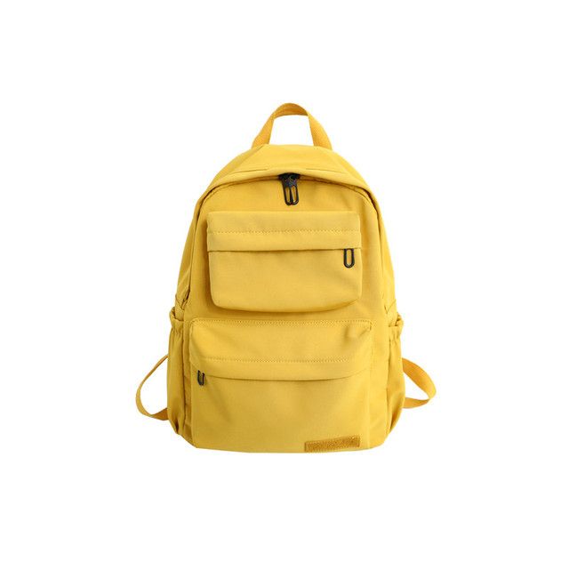 Waterproof Nylon Women Backpack Solid Color Casual Backpack For Teenagers Women Large Capacity Ladies Schoolbag(#Yellow)