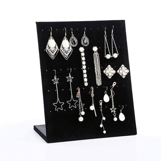 Earring Holder 60 Holes (30 Pair) Velvet Earring Stud Holder L Shaped Earrings Display Rack Stand Jewellery Display Organiser Earrings Tower Jewelry Showcase For Hanging Studs