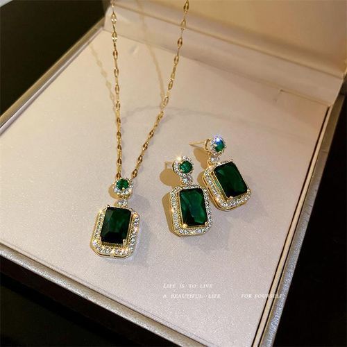 ZIRCONIA ICE NECKLACE AND EARRING