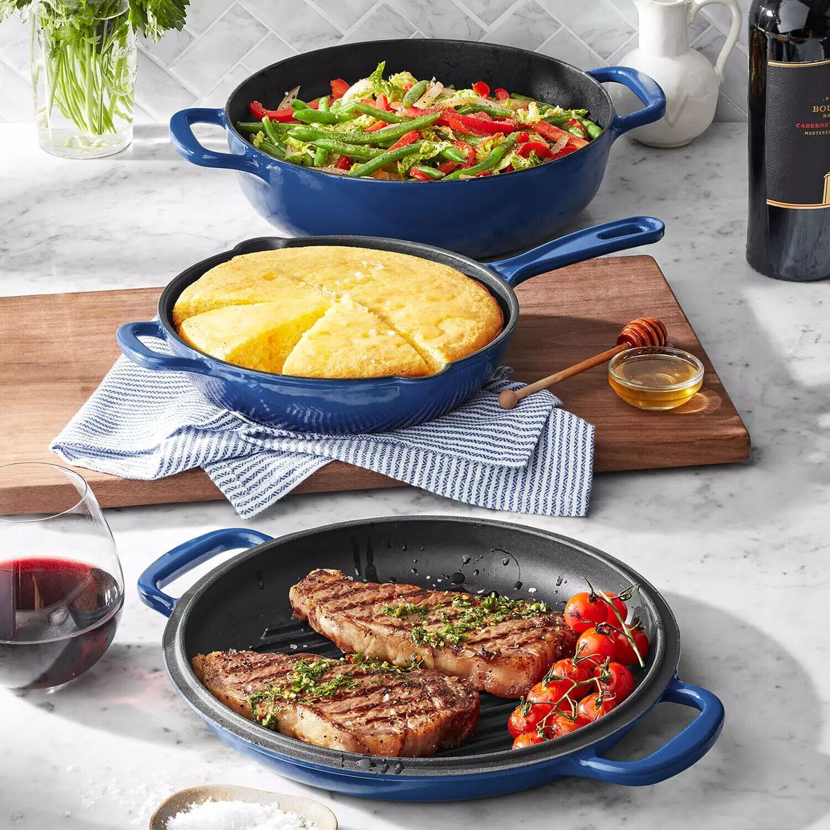 3-Piece Enamel Cast Iron Set
