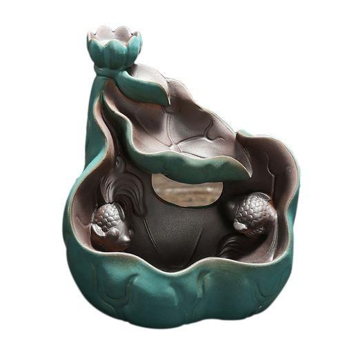Ceramic Censer Backflow Incense Burner Lotus