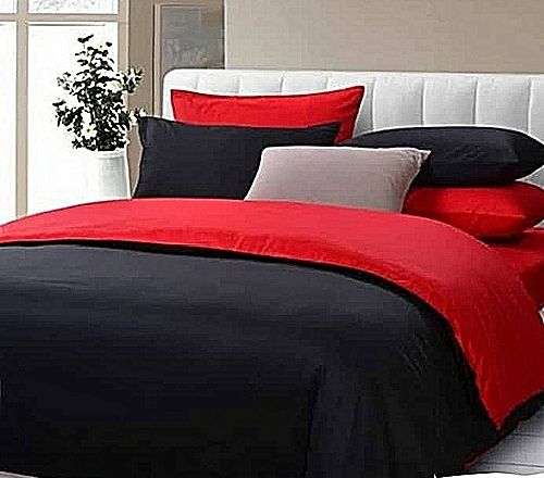 Black/red Duvet And Bedsheet With Pillowcases