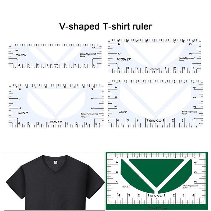 4pcs T-shirt Alignment Tool Shirt Ruler  Centering Tool V Neck